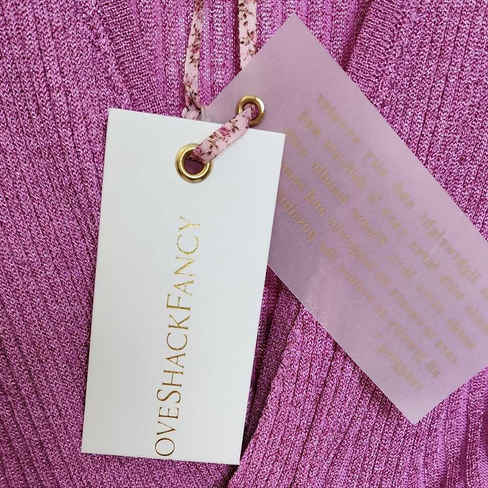 LoveShackFancy Bernette Orchid Sparkle Sexy Cutout Knit Dress - Picture 7 of 10
